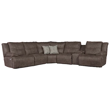 Casual Sectional Sofa Power Recliner with Console
